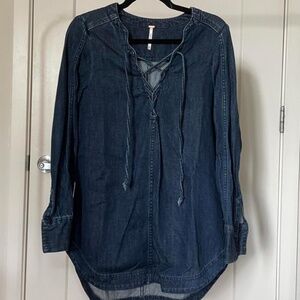 Free People Dark Wash Denim Dress